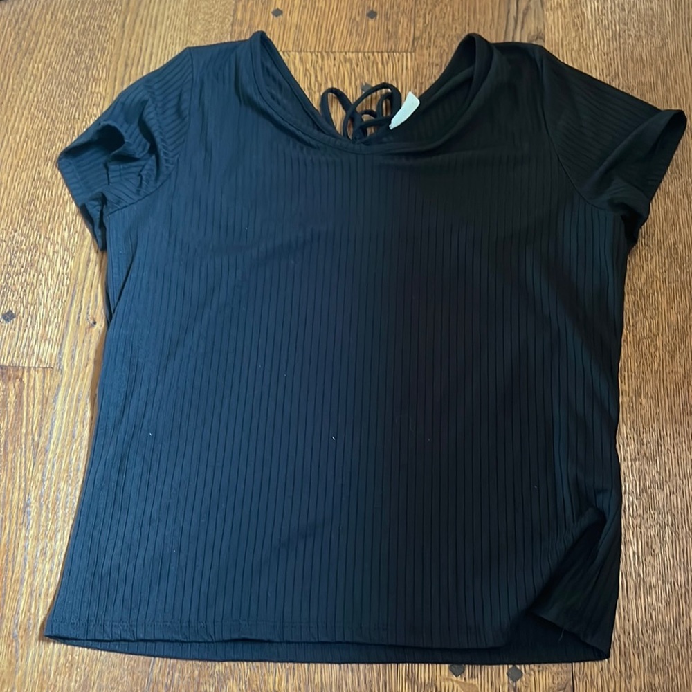 Macy’s Black, open back blouse